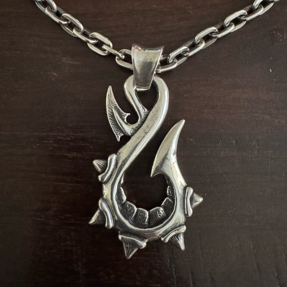 Travis Walker Double Cross Jewelry Other - Travis Walker Double Cross Fish Hook Pendant with Chain in Solid Sterling Silver